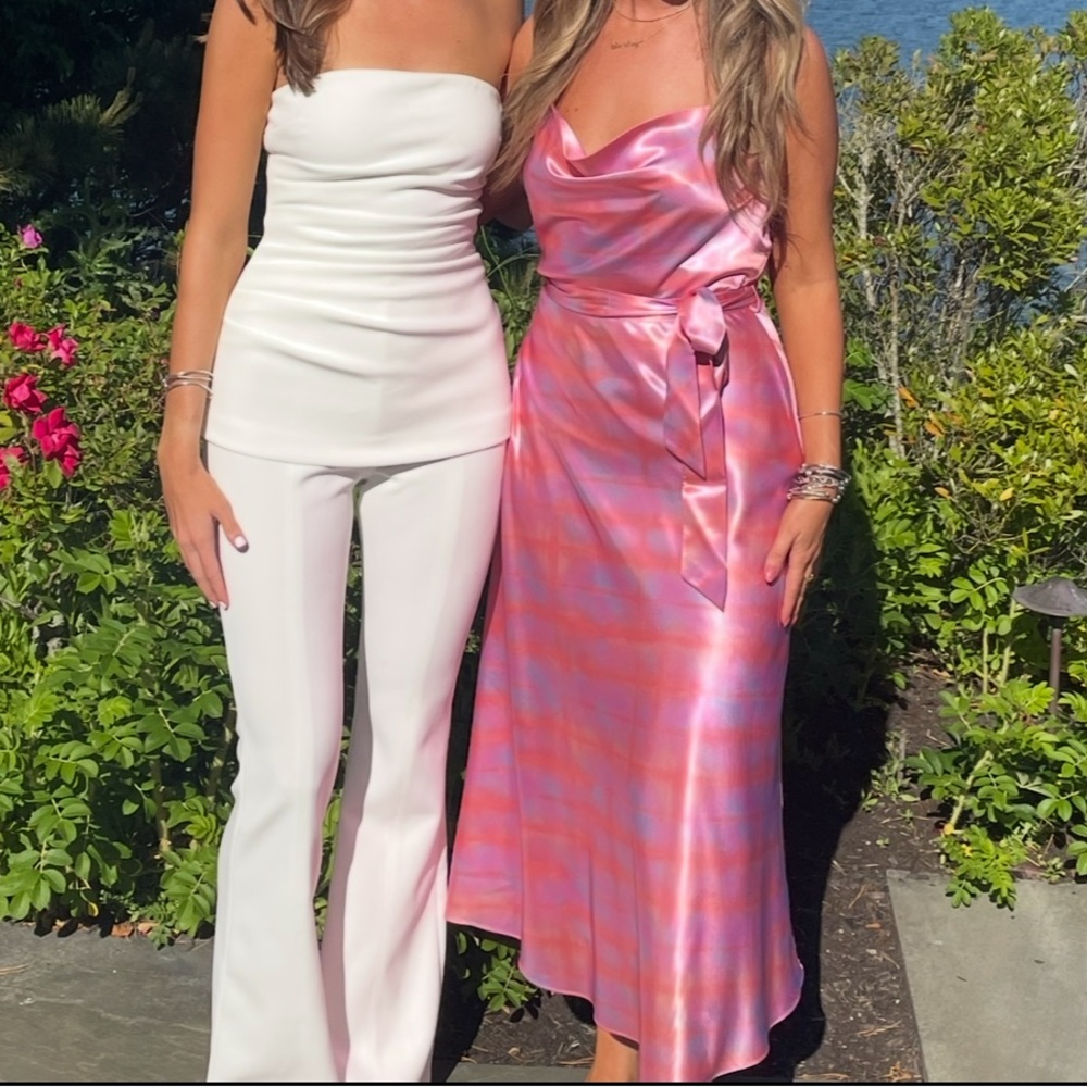Elegant Pink and Blue Women's Dress